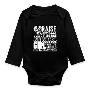 Aries Love An Aries Girl Horoscope - Organic Longsleeve Baby Bodysuit - black - Front