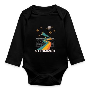 Sterngucker Astronomie Retrofutiristik Nachthimmel - Baby Bio-Langarm-Body - Schwarz - Vorne