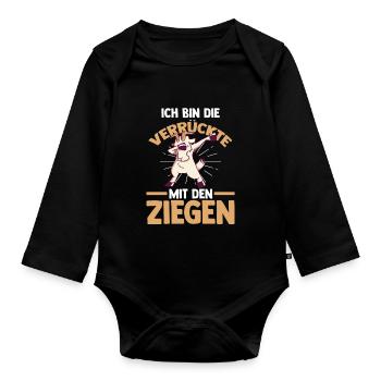 Ziege Ziegenbauer Bauernhof Landwirt Bauer Ziegen - Baby Bio-Langarm-Body - Schwarz - Vorne