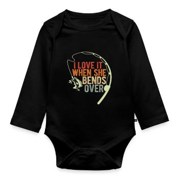 I Love It When She Bends Over! Fischer Natur Angel - Baby Bio-Langarm-Body - Schwarz - Vorne