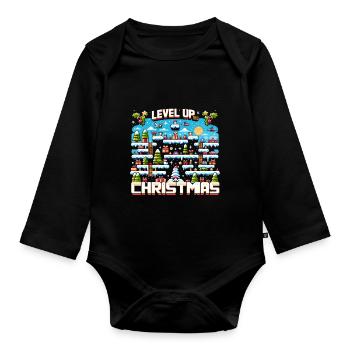 Level Up This Christmas Gamer Controller Holiday - Organic Longsleeve Baby Bodysuit - black - Front