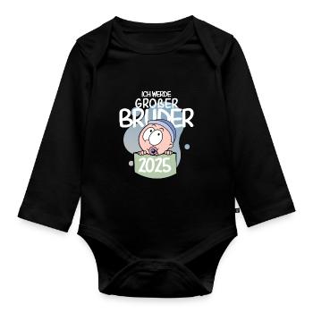 Großer Bruder 2025 - Baby Bio-Langarm-Body - Schwarz - Vorne
