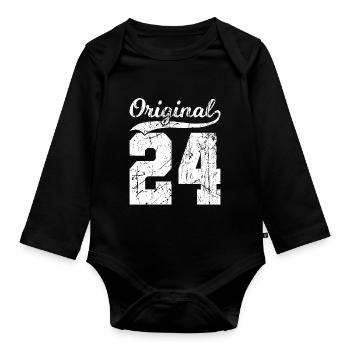 24 Original 100 Jahren Mann Frau Geburtstag - Baby Bio-Langarm-Body - Schwarz - Vorne