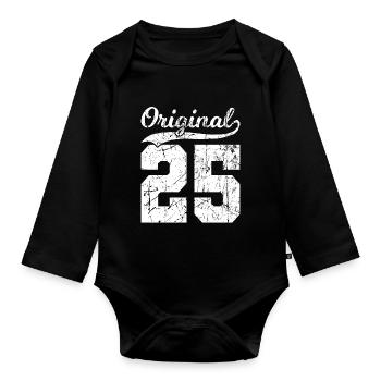 25 Original 99 Jahren Mann Frau Geburtstag - Baby Bio-Langarm-Body - Schwarz - Vorne