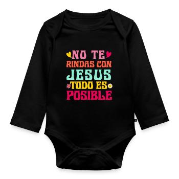 Camiseta Cristiana Para Mujer En Espanol Spanish - Organic Longsleeve Baby Bodysuit - black - Front