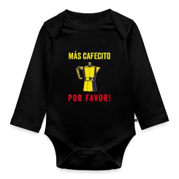 Funny Spanish Shirts Cafecito Cafe Espanol - Organic Longsleeve Baby Bodysuit - black - Front