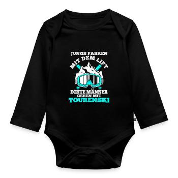 Tourenski Wintersport Berg Skifahrer Geschenk Skit - Baby Bio-Langarm-Body - Schwarz - Vorne