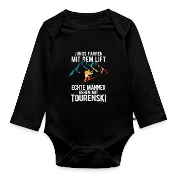 Tourenski Wintersport Berg Skifahrer Geschenk Skit - Baby Bio-Langarm-Body - Schwarz - Vorne