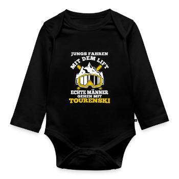 Tourenski Wintersport Berg Skifahrer Geschenk Skit - Baby Bio-Langarm-Body - Schwarz - Vorne