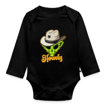 Howdy Alien Cowboy Space UFO Funny Western Rodeo - Baby Bio-Langarm-Body - Schwarz - Vorne