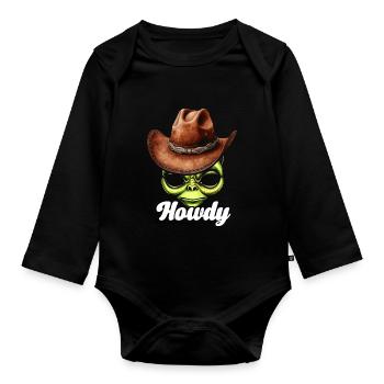 Howdy Alien Cowboy Space UFO Funny Western Rodeo - Baby Bio-Langarm-Body - Schwarz - Vorne