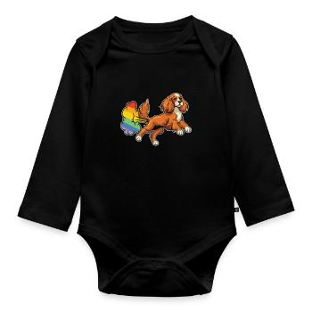 Cocker Spaniel Rainbow Rainbow Fart - Organic Longsleeve Baby Bodysuit - black - Front