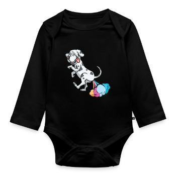 Deutsche Dogge Regenbogenfurz - Baby Bio-Langarm-Body - Schwarz - Vorne