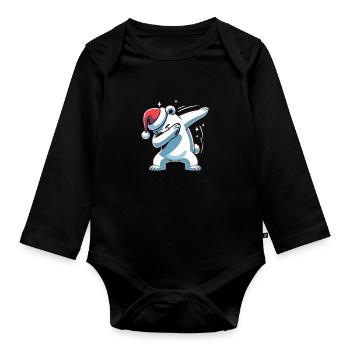Dabbing Christmas Polar Bear Dab Christmas - Organic Longsleeve Baby Bodysuit - black - Front