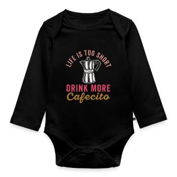 Drôles de chemises espagnoles Cafecito Cafe Español - Body Bébé bio manches longues - noir - Devant
