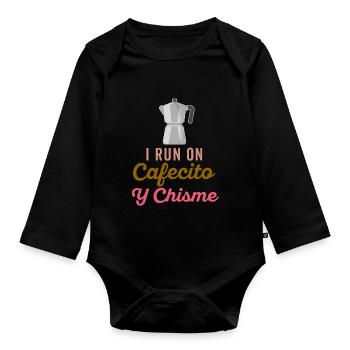 Funny Spanish Shirts Cafecito Cafe Espanol - Organic Longsleeve Baby Bodysuit - black - Front