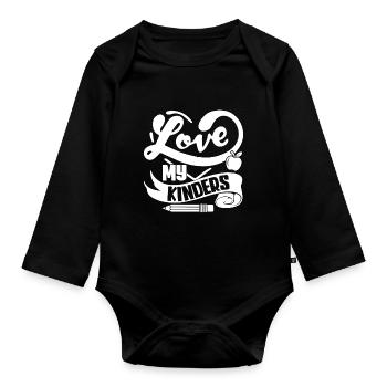 Kindergarten Teacher Love My Kinders - Organic Longsleeve Baby Bodysuit - black - Front