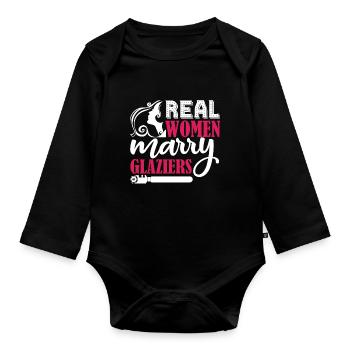 Glazier Real Women Marry Glaziers - Organic Longsleeve Baby Bodysuit - black - Front
