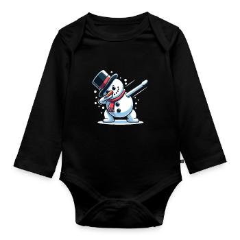 Dabbing Noël Bonhomme de neige Dab Noël - Body Bébé bio manches longues - noir - Devant