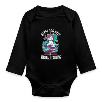 Les licornes sont géniales, donc je suis une licorne - Body Bébé bio manches longues - noir - Devant