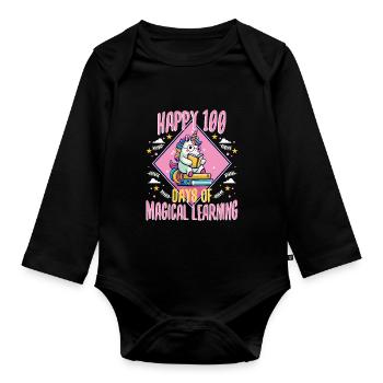 Unicorns are awesome therefore i am a unicorn - Baby Bio-Langarm-Body - Schwarz - Vorne