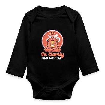 Yoga Mindfulness Practic Meditation Manifestation - Baby Bio-Langarm-Body - Schwarz - Vorne