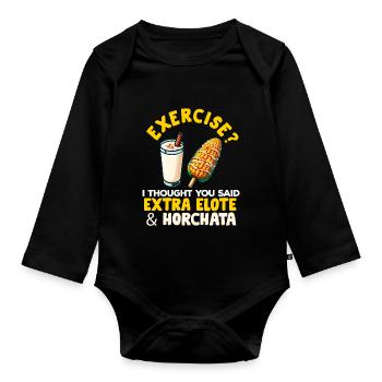 Elote Girl Women Elote Mexican Corn Food Comida - Organic Longsleeve Baby Bodysuit - black - Front