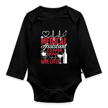 Medical Assistant Medical Assistant Loves Coffee - Organic Longsleeve Baby Bodysuit - black - Front