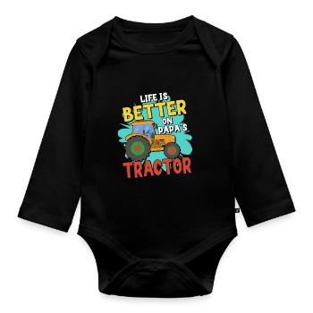 Tractor Lover Funny Tractor Gift - Organic Longsleeve Baby Bodysuit - black - Front