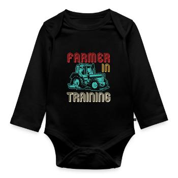 Tractor Lover Funny Tractor Gift - Organic Longsleeve Baby Bodysuit - black - Front