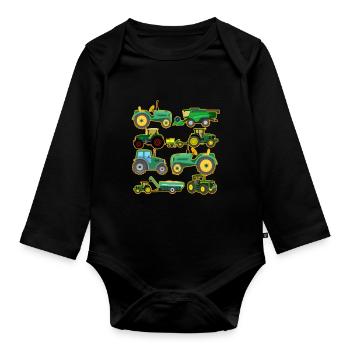 Tractor Lover Funny Tractor Gift - Organic Longsleeve Baby Bodysuit - black - Front