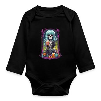 Citrouille gothique épices latte squelette eGirl Design - Body Bébé bio manches longues - noir - Devant