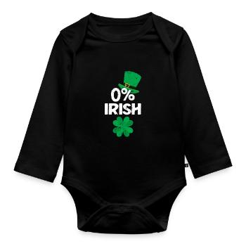 0% Trèfle irlandais Drôle de la Saint-Patrick - Body Bébé bio manches longues - noir - Devant