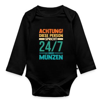 Numismatik Münzensammlung Münzensammler - Baby Bio-Langarm-Body - Schwarz - Vorne
