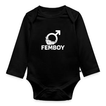 Anime Manga Femboy Anime - Baby Bio-Langarm-Body - Schwarz - Vorne