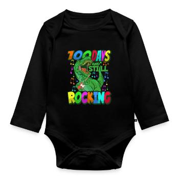 100th Day of School Dino Costume 100 Days of School - Organic Longsleeve Baby Bodysuit - black - Front