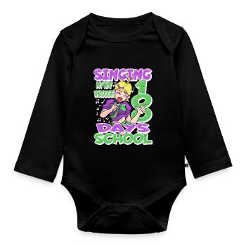 100. Tag Der Schulgesundkostüm 100 Schultage - Baby Bio-Langarm-Body - Schwarz - Vorne