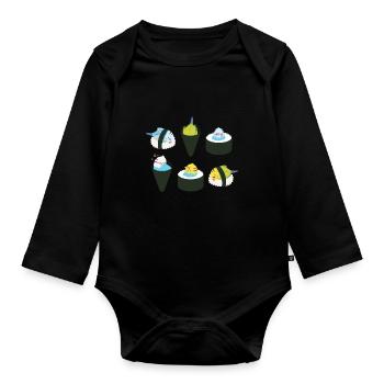 Perruche mignonne Sushi Japon Kawaii - Body Bébé bio manches longues - noir - Devant