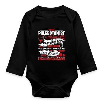 Phlebotomist Phlebotomist Runs On Caffeine - Organic Longsleeve Baby Bodysuit - black - Front