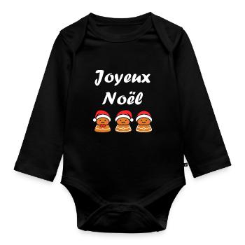 Joyeux noel pain d'épice - Body Bébé bio manches longues - noir - Devant