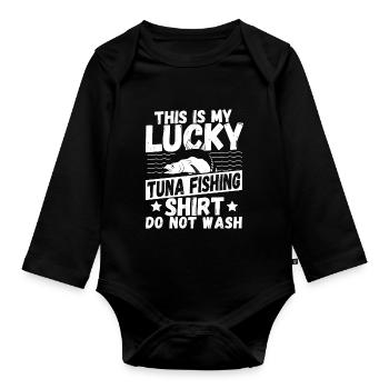 This Is My Lucky Tuna Fishing Shirt Do Not Wash - Baby Bio-Langarm-Body - Schwarz - Vorne