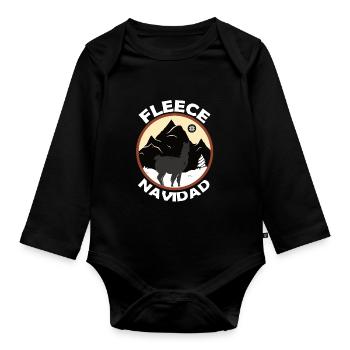 Fleece Feliz Navidad Llama Christmas Pixel - Baby Bio-Langarm-Body - Schwarz - Vorne