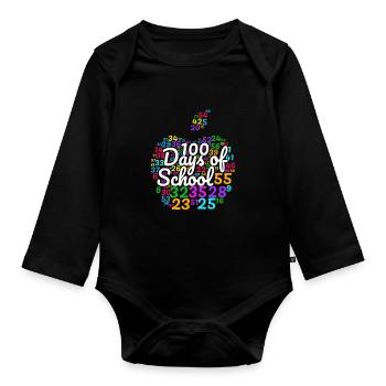 100. Tag Des Schulanlegeskostüms 100 Schultage - Baby Bio-Langarm-Body - Schwarz - Vorne