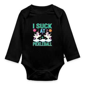 Je suis nul au pickleball - Mauvais joueur avec humour - Body Bébé bio manches longues - noir - Devant