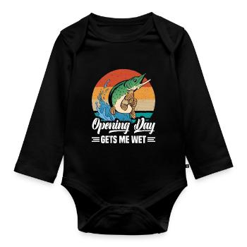 Northern Pike Fisherman Pike Fishing Rod Pike Fish - Organic Longsleeve Baby Bodysuit - black - Front