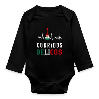 Corridos Belicos Tumbados Merch Camiseta Música - Body Bébé bio manches longues - noir - Devant
