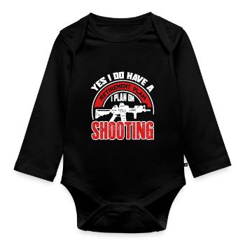 Shooting Retirement Plan On Shooting - Organic Longsleeve Baby Bodysuit - black - Front