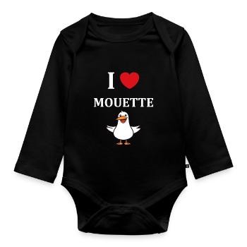 J'aime les mouettes - Body Bébé bio manches longues - noir - Devant