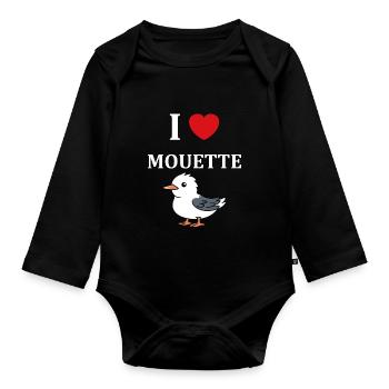 J'aime les mouettes - Body Bébé bio manches longues - noir - Devant