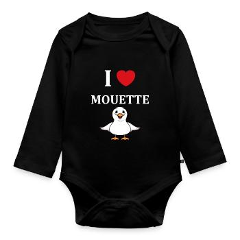 J'aime les mouettes - Body Bébé bio manches longues - noir - Devant